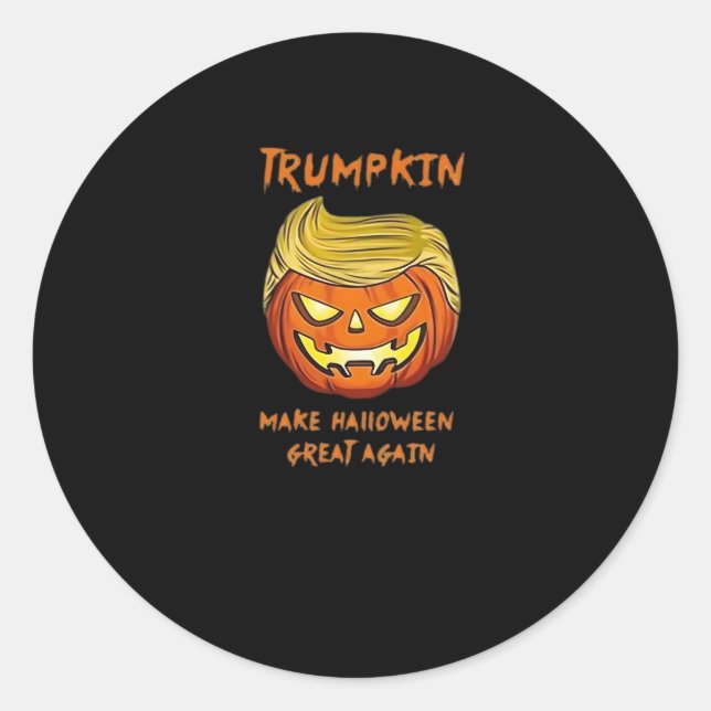 Halloween Trumpkin Classic Funny Classic Round Sticker (Front)