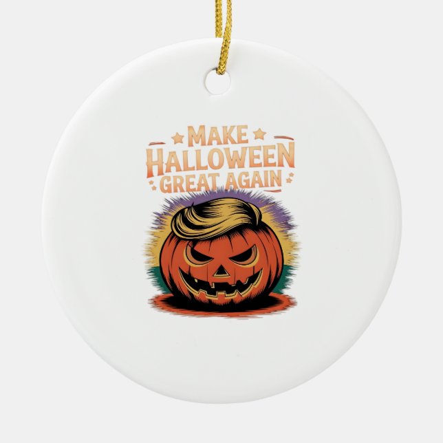 Halloween Trumpkin Design Ceramic Ornament (Front)