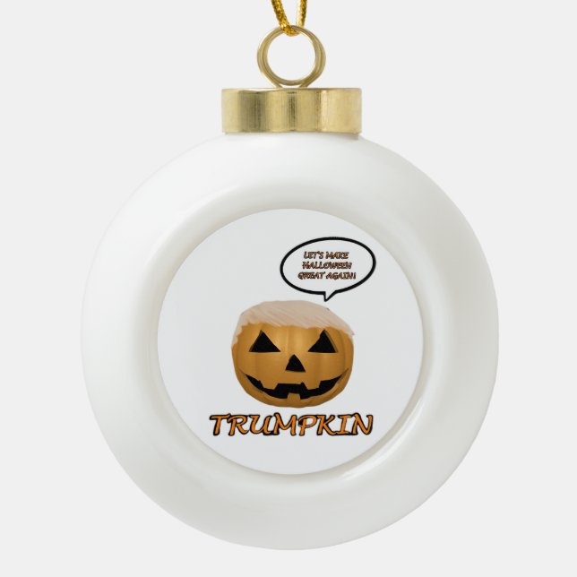 Halloween Trumpkin Fitted Ceramic Ball Christmas Ornament (Front)