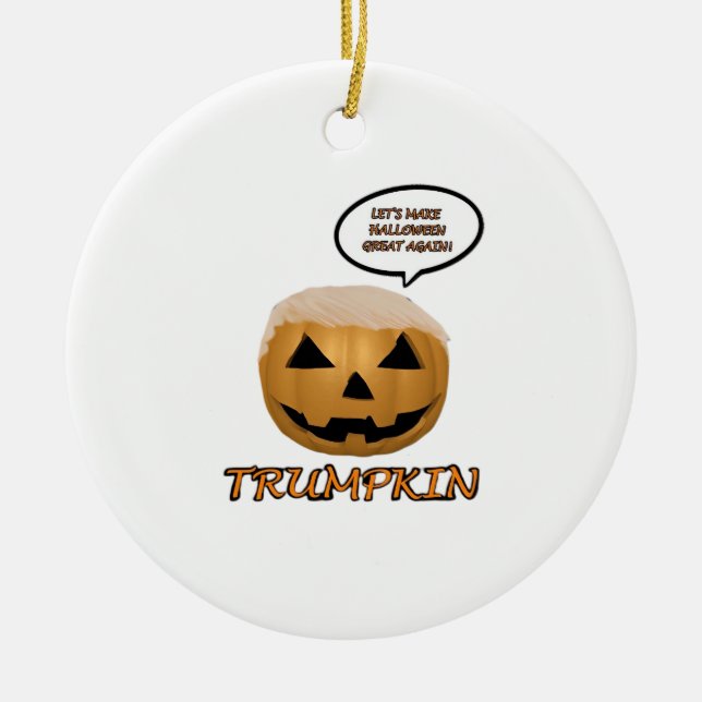 Halloween Trumpkin Fitted Ceramic Ornament (Front)