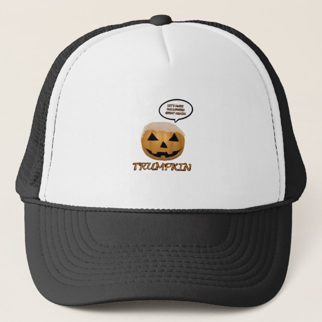 Halloween Trumpkin Fitted Trucker Hat (Front)