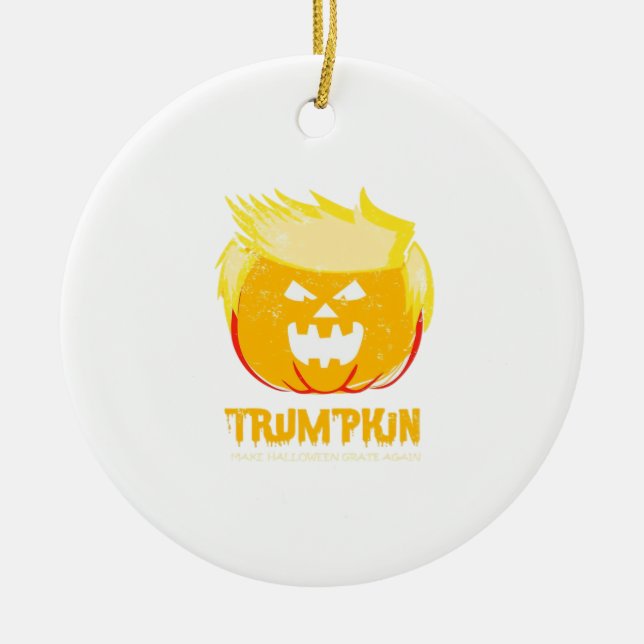 Halloween Trumpkin Funny Ceramic Ornament (Front)