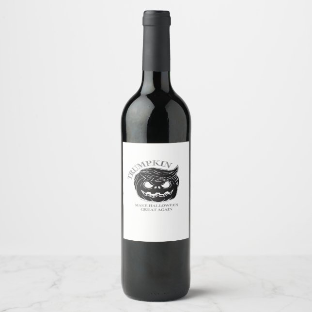 Halloween Trumpkin  Funny & Cute Halloween Costume Wine Label (Front)