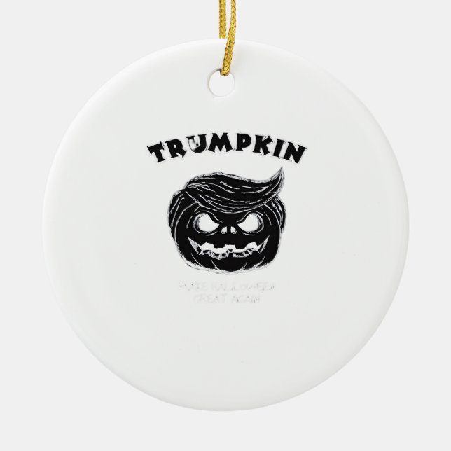 Halloween Trumpkin  Funny Halloween Costume Ceramic Ornament (Front)
