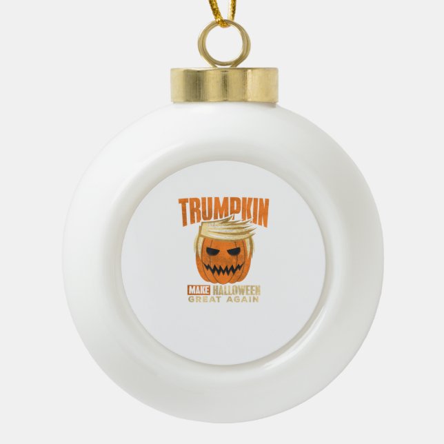 Halloween Trumpkin Funny Make America Great Ceramic Ball Christmas Ornament (Front)