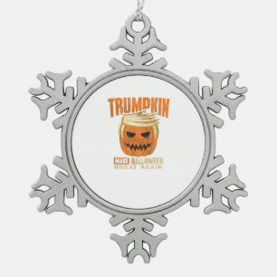Halloween Trumpkin Funny Make America Great Snowflake Pewter Christmas Ornament