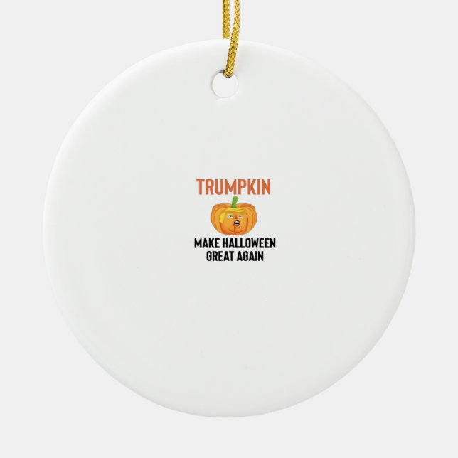 Halloween Trumpkin – Funny Pumpkin Graphic for Hal Ceramic Ornament (Front)