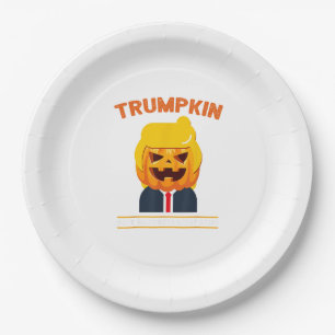 Halloween Trumpkin Funny  Pumpkin Halloween Paper Plate