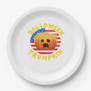 Halloween Trumpkin Funny Pumpkin  Parody Paper Plate