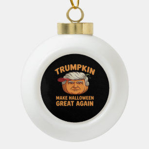 Halloween Trumpkin Make Halloween Great Again Funn Ceramic Ball Christmas Ornament