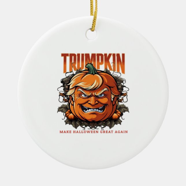 Halloween Trumpkin Make Halloween Great Again Tren Ceramic Ornament (Front)