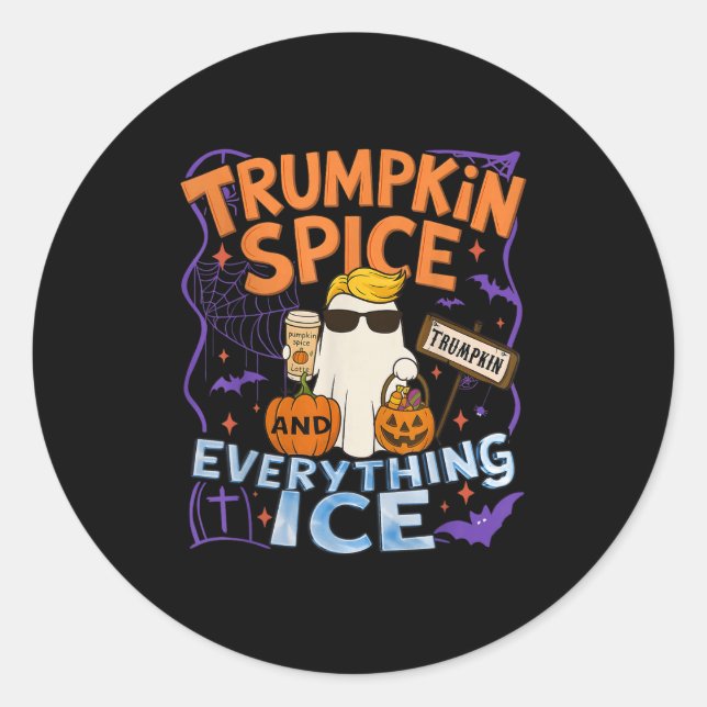 Halloween Trumpkin Sce And Everything Ice Pumpkin  Classic Round Sticker (Front)