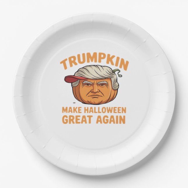 Halloween Trumpkin – Spooky Parody Quote for Hallo Paper Plate (Front)