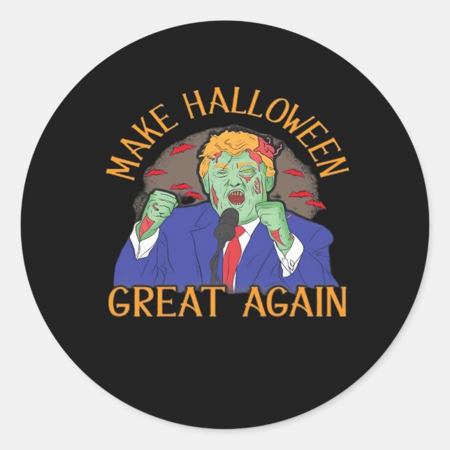 Halloween  Trumpkin Tri-Blend Classic Round Sticker (Front)