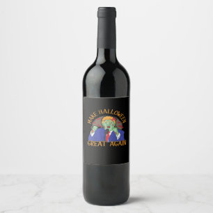 Halloween  Trumpkin Tri-Blend Wine Label