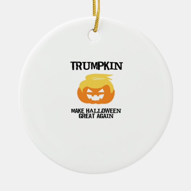 Halloween Trumpkin V3 Ceramic Ornament (Front)