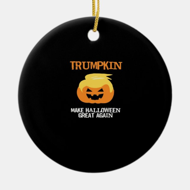 Halloween Trumpkin V3 Ceramic Ornament (Front)