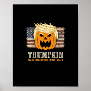 Halloween Trumpkin Vintage Us Flag Funny Poster