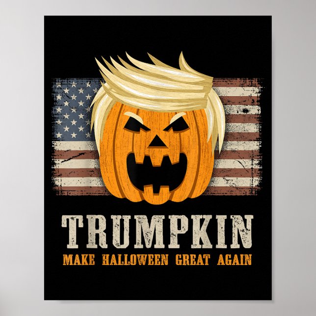 Halloween Trumpkin Vintage US Flag Funny Poster (Front)