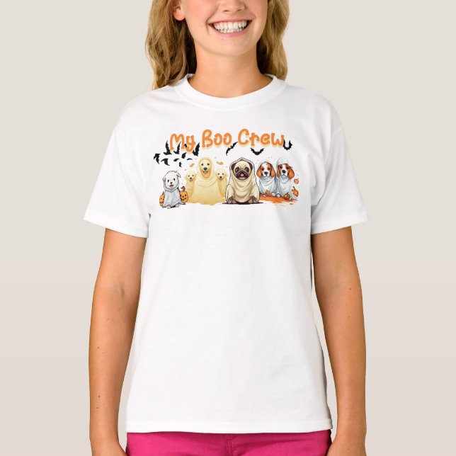 Halloween Tshirt for Kids, Funny Dog Shirt, Spooky (Front)