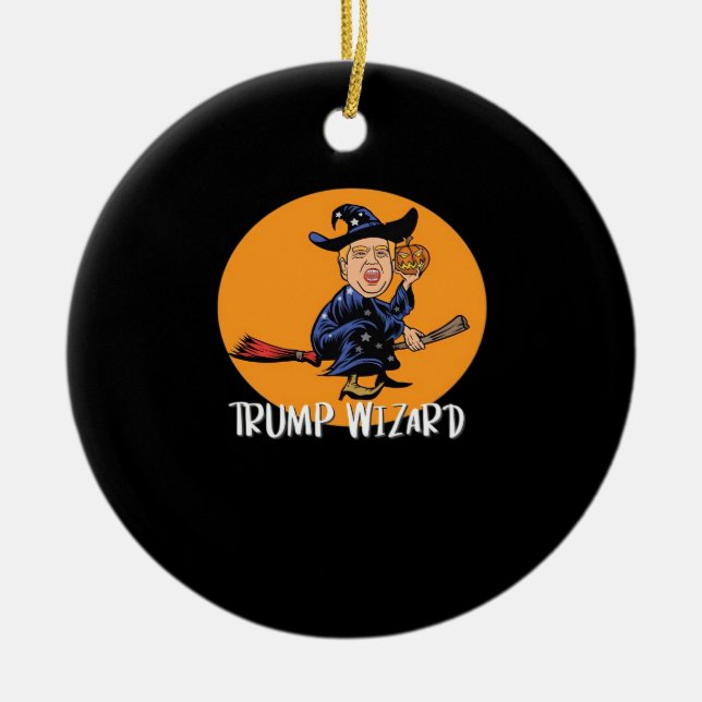 Halloween Ttrump Wizard Funny Classic Ceramic Ornament (Front)