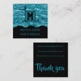 HALLOWEEN TURQUOISE BACKGROUND SQUARE BUSINESS CARD