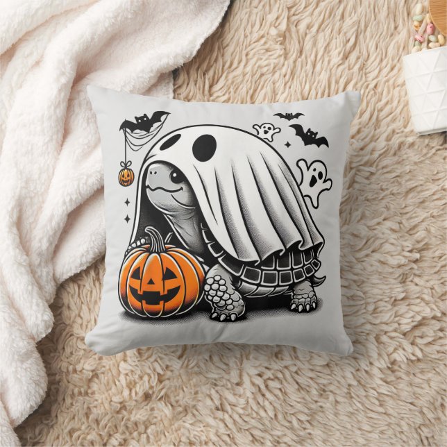 Halloween Turtle Ghost Pumpkin Terrapin Tortoise Cushion (Blanket)