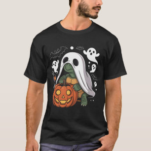 Halloween Turtle In Ghost Pumpkin Costume Terrapin T-Shirt