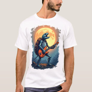 Halloween Turtle Skeleton Rocker Tee for Music Lov