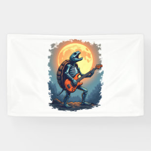 Halloween Turtle Skeleton Rocker Tee for Music Lov Banner