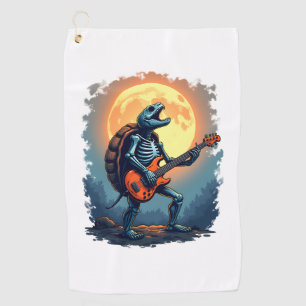 Halloween Turtle Skeleton Rocker Tee for Music Lov Golf Towel