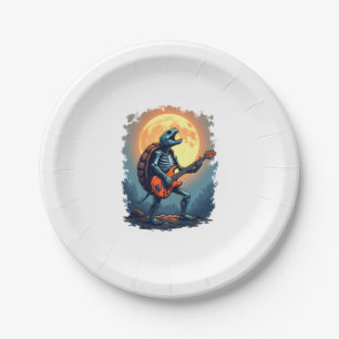 Halloween Turtle Skeleton Rocker Tee for Music Lov Paper Plate