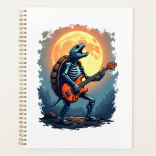 Halloween Turtle Skeleton Rocker Tee for Music Lov Planner