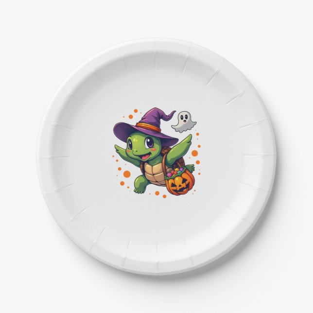 Halloween Turtle Tortoise Costume Men Women Kids B Paper Plate (Front)