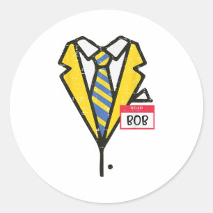 Halloween Tuxedo Hello My Name Bob Costume Boys Ki Classic Round Sticker