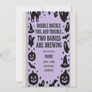 Halloween Twin Baby Shower Invitation