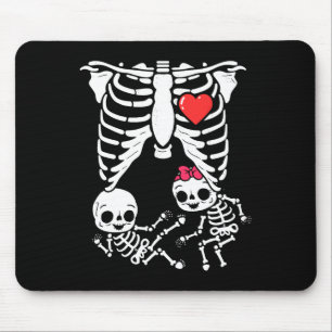 Halloween Twins Pregnancy Announcement Funny Skele Mouse Pad