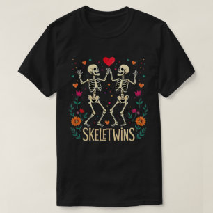 Halloween Twins Skeletwins Dancing Skeletons T-Shirt