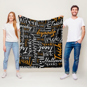 Halloween Type (Orange and White) Fleece Blanket