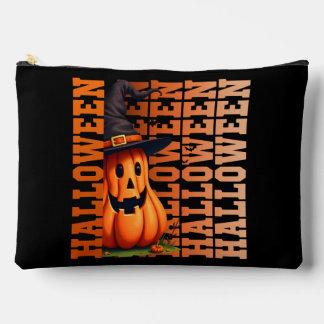 Halloween typography cool funny pumpkin gift ideas accessory pouch
