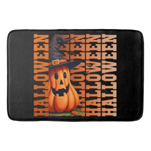 Halloween typography cool funny pumpkin gift ideas bath mat