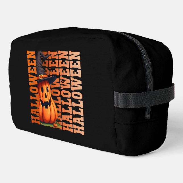 Halloween typography cool funny pumpkin gift ideas dopp kit (Left Corner)
