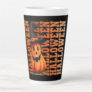 Halloween typography cool funny pumpkin gift ideas latte mug