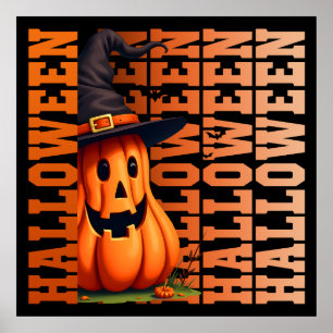 Halloween typography cool funny pumpkin gift ideas poster