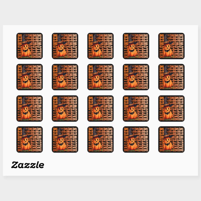 Halloween typography cool funny pumpkin gift ideas square sticker (Sheet)