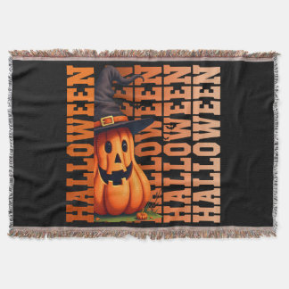 Halloween typography cool funny pumpkin gift ideas throw blanket