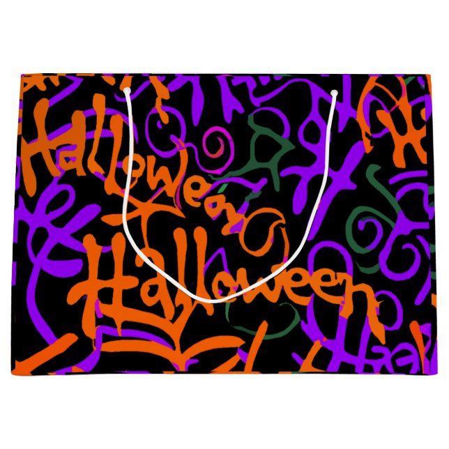 Halloween Typography Large Gift Bag (Front)