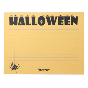 Halloween Typography Spiders Orange/Black Notepad