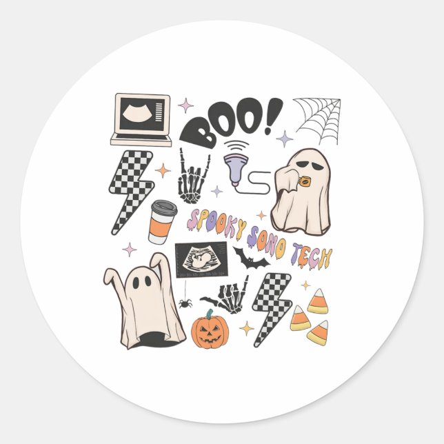 Halloween Ultrasound Tech Fall Autumn Sonographer  Classic Round Sticker (Front)