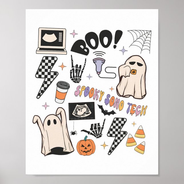 Halloween Ultrasound Tech Fall Autumn Sonographer  Poster (Front)